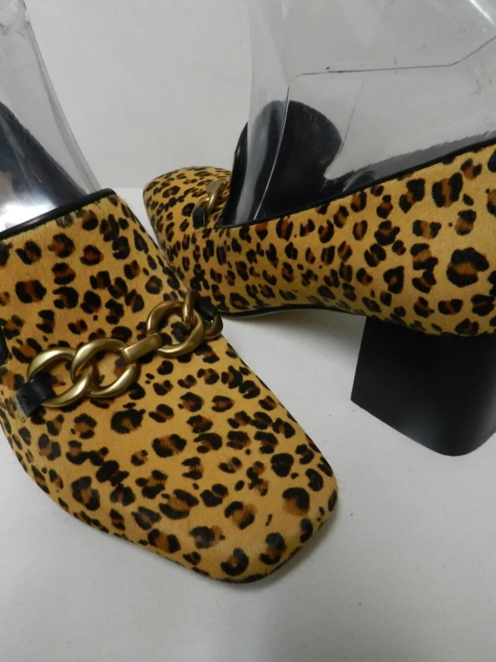Via Spiga pony hair fur leather animal leopard block heels pumps NEW Size Sz 8